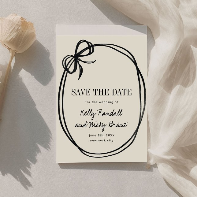 Save The Date Mariage Ruban Noué Chic (Chic Bow Tied Ribbon Wedding Save The Date)