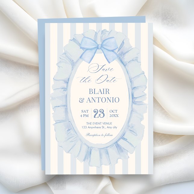 Save The Date Mariage ruban souple bleu (Créateur téléchargé)