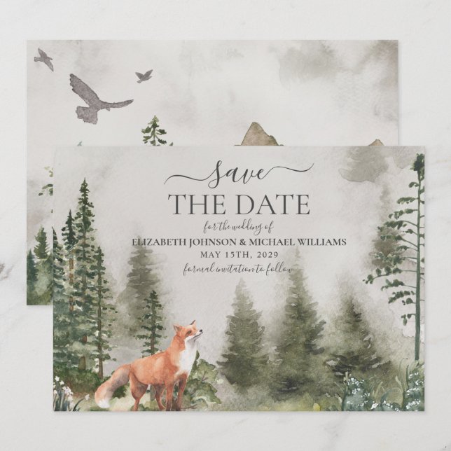 Save The Date Mariage Rustic Mountain Forest Enregistrer La Date (Devant / Derrière)