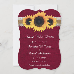 Save The Date Mariage rustique avec tournesols et dentelle de to