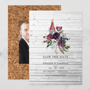 Save The Date Mariage Rustique Bohème Dégustation de Vin Rouge P