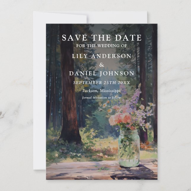 Save The Date Mariage Rustique Boho Floral en Bocal Mason de la  (Devant)