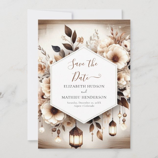 Save The Date Mariage rustique classique romantique (Devant)