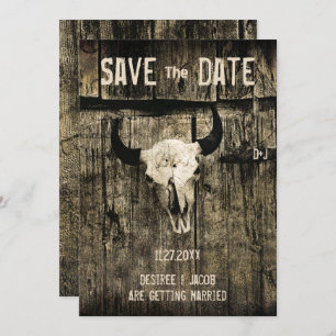 Save The Date Mariage Rustique Crâne De Vache Occidentale Enregi
