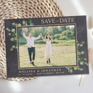 Save The Date Mariage rustique Custom Eucalyptus Green Photo