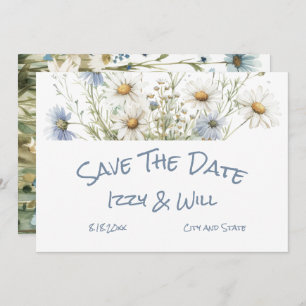 Save The Date Mariage rustique Daisées & Faded Denim