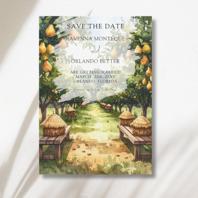 Save The Date Mariage rustique dans un verger de poiriers de cam (Créateur téléchargé)