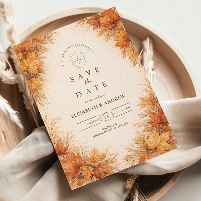 Save The Date Mariage rustique d'automne aux feuilles d'érable (Créateur téléchargé)