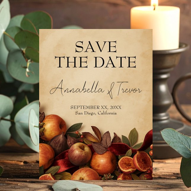 Save The Date Mariage rustique d'automne avec pommes et figues (Créateur téléchargé)