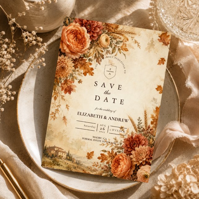 Save The Date Mariage rustique d'automne intemporel (Créateur téléchargé)
