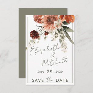 Save The Date Mariage Rustique de fleurs de rouille en terre cui
