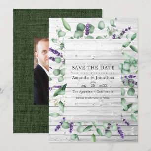 Save The Date Mariage rustique de grange de campagne à la lavand