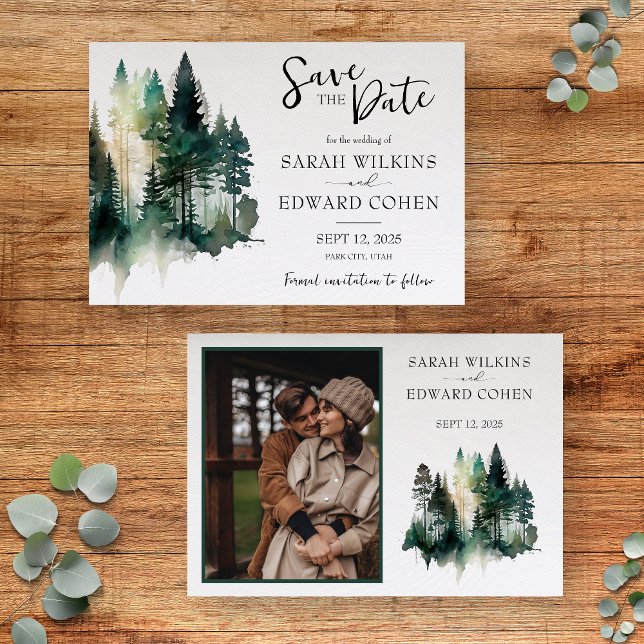Save The Date Mariage rustique de la forêt d'aquarelle Enregistr (Créateur téléchargé)