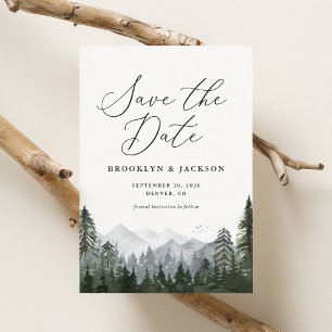 Save The Date Mariage rustique de pin de montagne