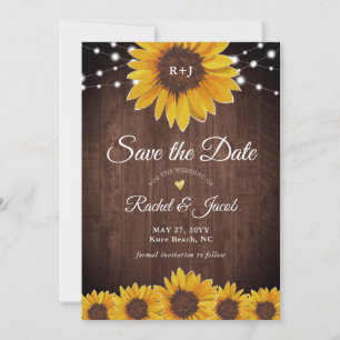 Save The Date Mariage rustique de tournesol Sauvez l'invitation 