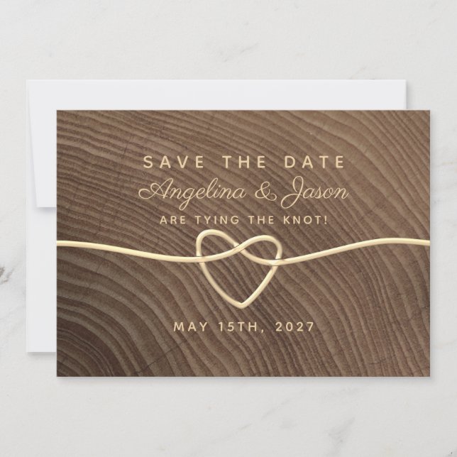 Save The Date Mariage Rustique En Bois Enregistrer La Date (Devant)