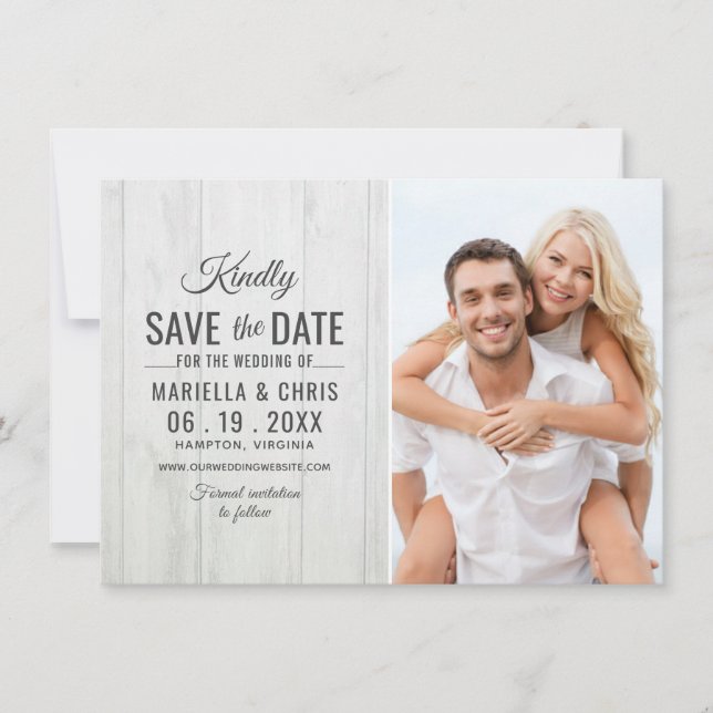 Save The Date Mariage rustique en bois Enregistrer la date Décou (Devant)