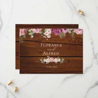 Save The Date Mariage rustique en bois floral élégant blanc bord