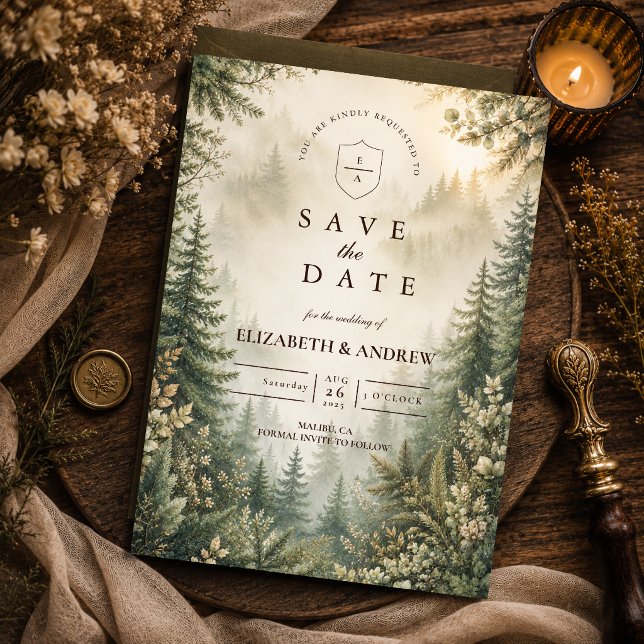 Save The Date Mariage Rustique en Forêt de Bois (Créateur téléchargé)
