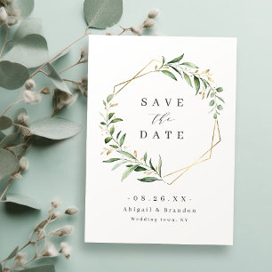 Save The Date Mariage rustique géométrique à la verdure moderne