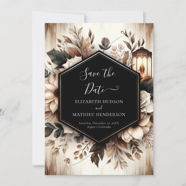 Save The Date Mariage rustique imprimé personnalisé (Devant)