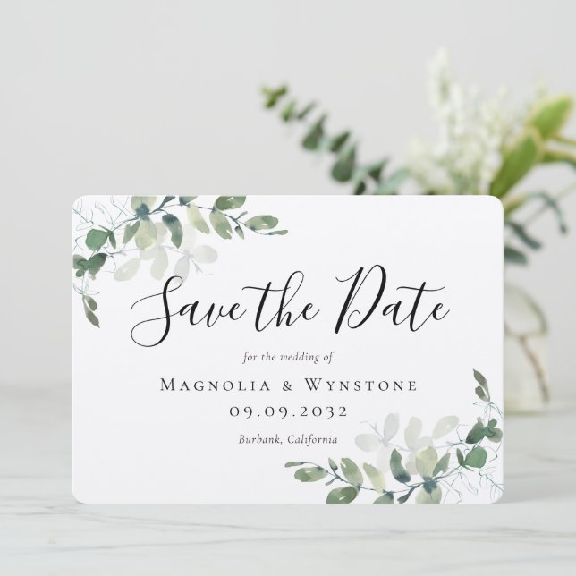 Save The Date Mariage Rustique Kraft Eucalyptus Enregistrer La D (Debout devant)