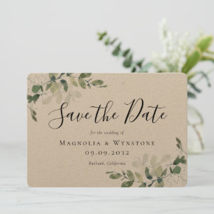 Save The Date Mariage Rustique Kraft Eucalyptus Enregistrer La D