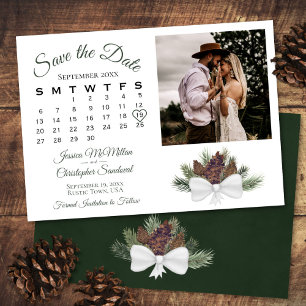 Save The Date Mariage Rustique Pinecones Calendrier & Photo