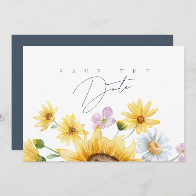 Save The Date Mariage Rustique Royal Blue Opulence (Devant / Derrière)