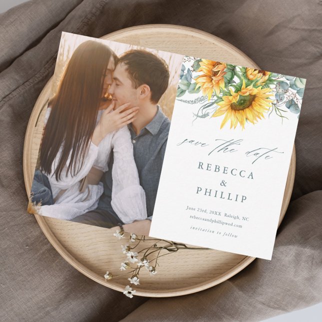 Save The Date Mariage Rustique Tournesol Eucalyptus (Créateur téléchargé)
