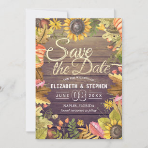 Save The Date Mariage Sauvegarder La Date Automne Feuilles Bois 