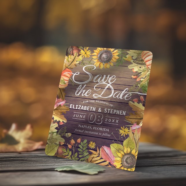Save The Date Mariage Sauvegarder La Date Automne Feuilles Bois  (Créateur téléchargé)