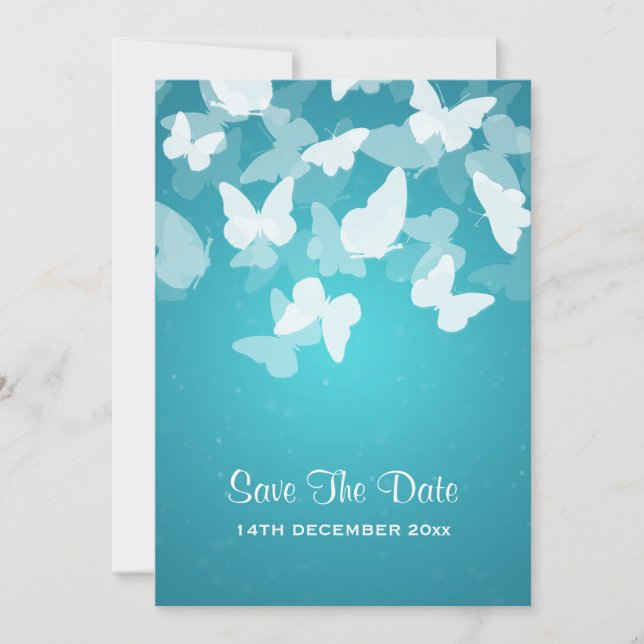 Save The Date Mariage Sauvegarder La Date Éloignante Papillons B (Devant)
