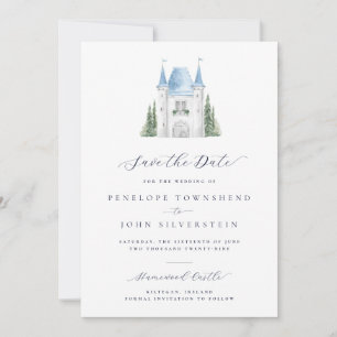 Save The Date Mariage Script Château Aquarelle