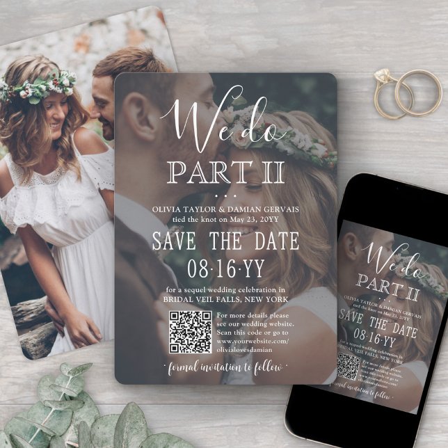 Save The Date Mariage Séquentiel 2 Photos & Superposition QR On  (Créateur téléchargé)