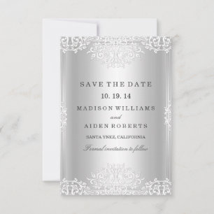 Save The Date Mariage Silver Vintage Glamour Enregistrez La Date