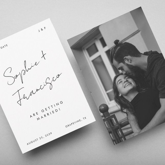 Save The Date Mariage Simple avec Photo et Monogramme en Écritur (Créateur téléchargé)