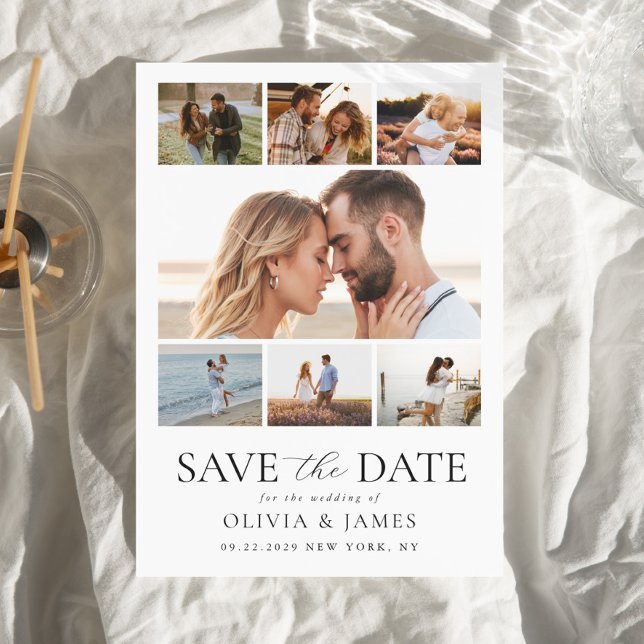 Save The Date Mariage simple et moderne de collage photo (Créateur téléchargé)