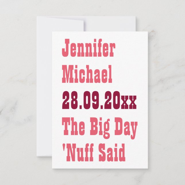 Save The Date Mariage Simple et Rustique Personnalisé Drôle (Devant)