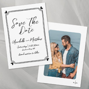 Save The Date Mariage Simple Fantaisiste Photo Dessiné à la Main