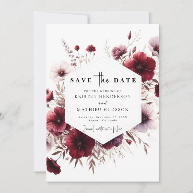Save The Date Mariage simple moderne de Bourgogne (Devant)