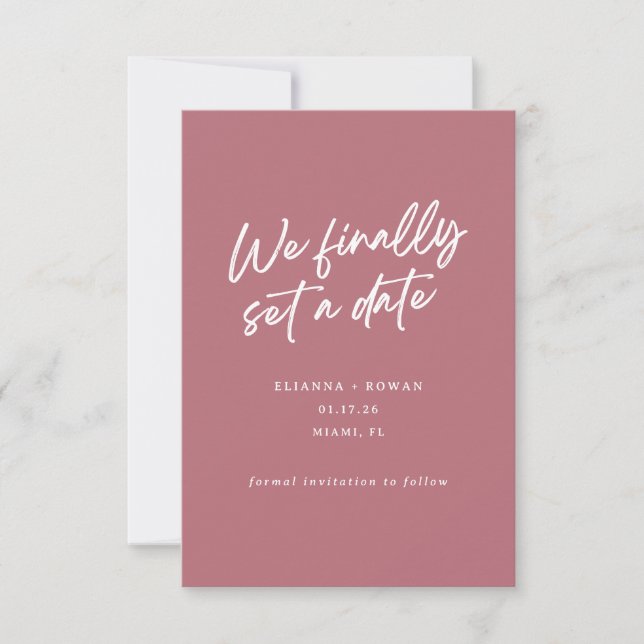 Save The Date Mariage Simple Moderne Nous avons enfin fixé une d (Devant)