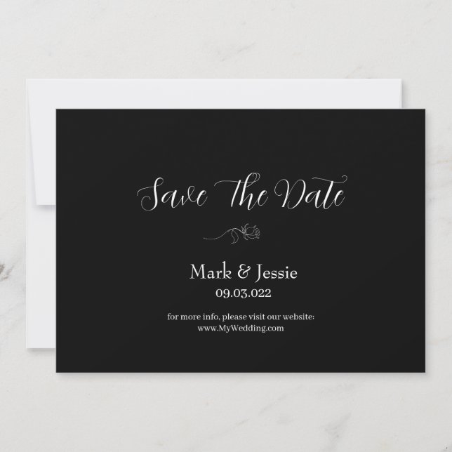 Save The Date Mariage simple noir et blanc ROE (Devant)