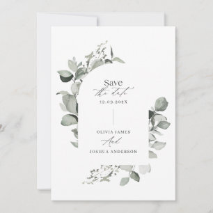 Save The Date Mariage simple photo élégante botanique Eucalyptus