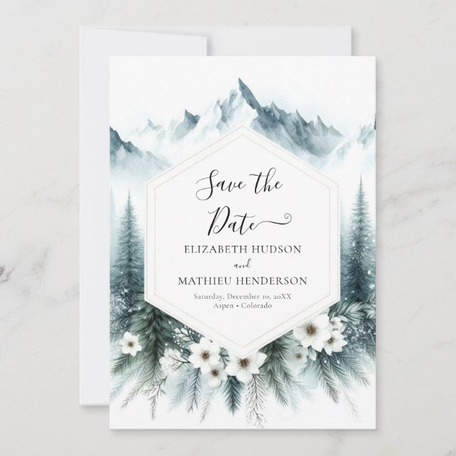 Save The Date Mariage simple Pine Mountain (Devant)