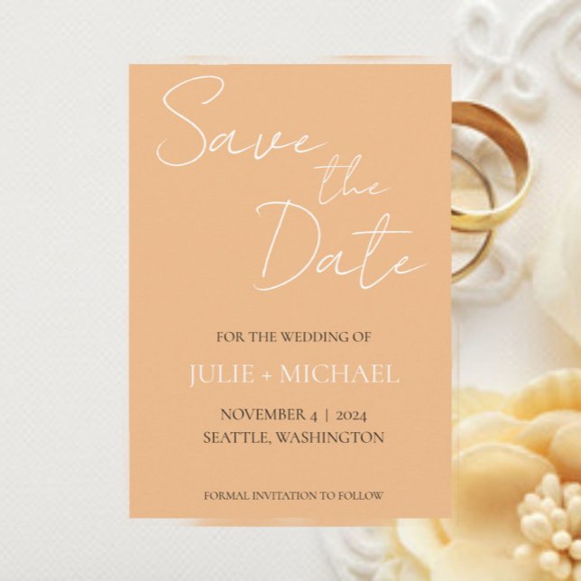Save The Date Mariage Simple Style Peche (In Situ Wedding)