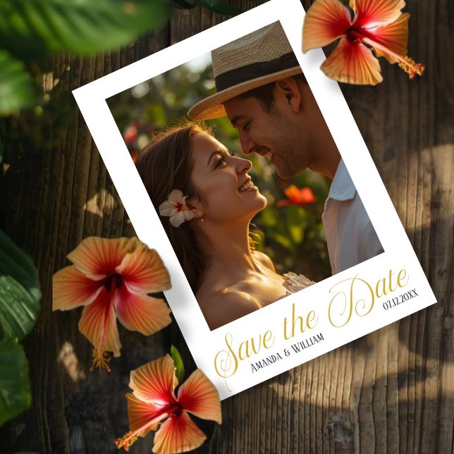 Save The Date Mariage simple texte et photo (Simple Text and Photo Wedding Save The Date in tropical environments)