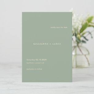 Save The Date Mariage Simple Vert Sauge Moderne