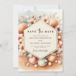 Save The Date Mariage simple Watercolor Beach