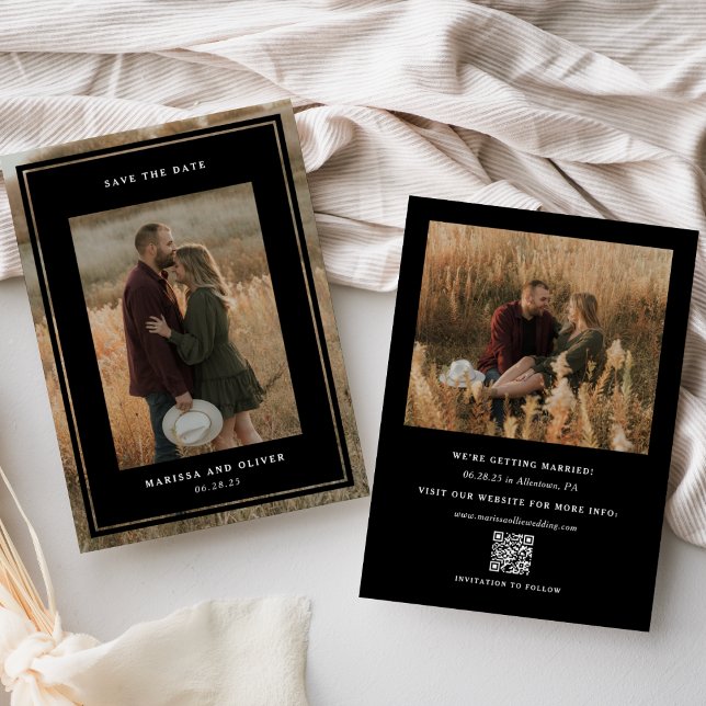 Save The Date Mariage site web QR code photo encadrée minimalist (Créateur téléchargé)
